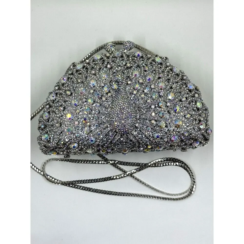 STUNNING Mission Peacock Bling Purse, has beautiful‎ silver chain,Fairy,Queen